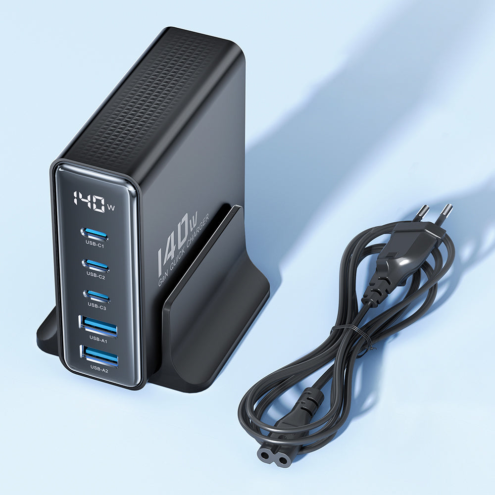 TOOCKI TCT140-22 140W GaN Charging Station Travel Desktop Charger, 3 Type-C+2 USB-A TOOCKI TCT140-22 140W GaN Charging Station Travel Desktop Charger, 3 Type-C+2 USB-A